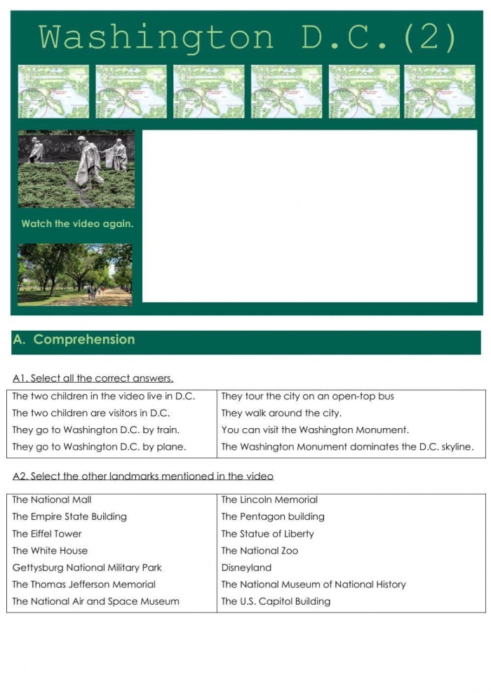 Spelling practice worksheet focused on commonly confused words related to Washington, D.C. Engaging sixth-grade spelling activity exploring the capital through writing.