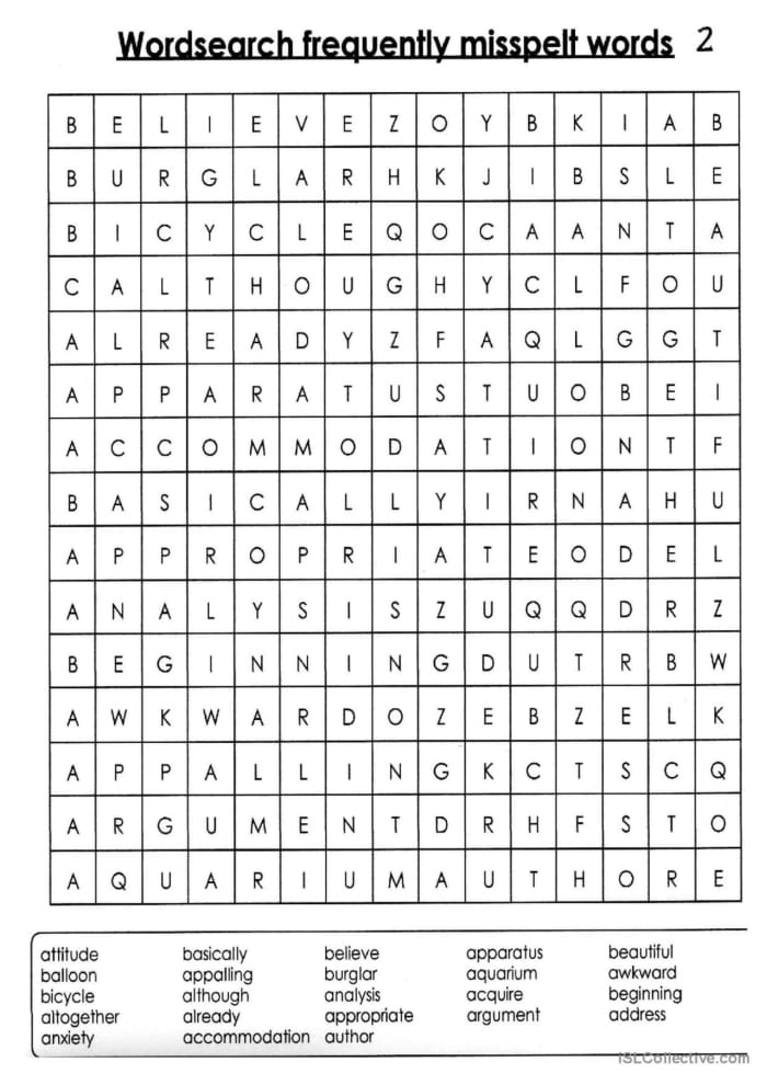 Third grade students identifying errors on a Find the Misspelled Words worksheet