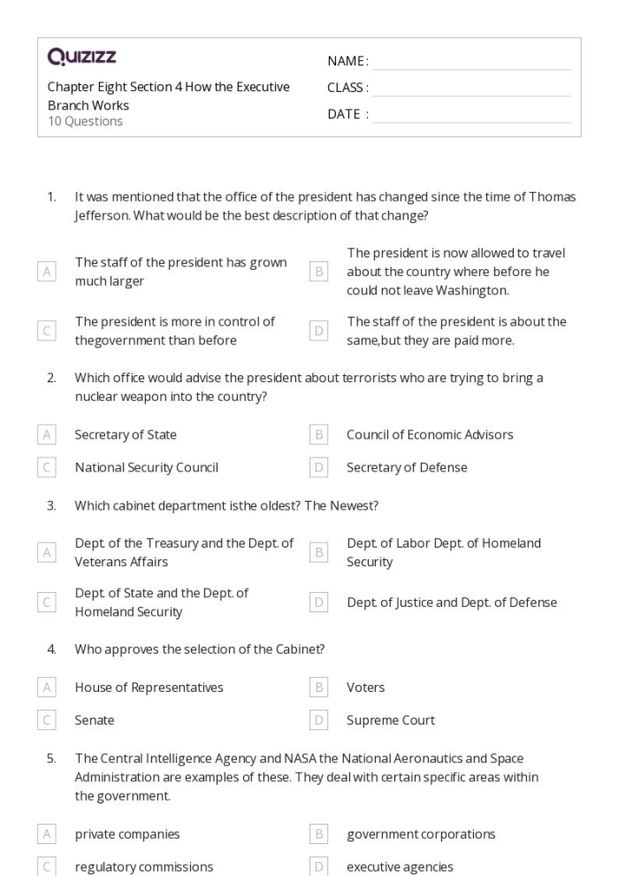 Educational resource for learning executive branch terms in spelling activities Spelling worksheet focused on the executive branch vocabulary for fourth graders