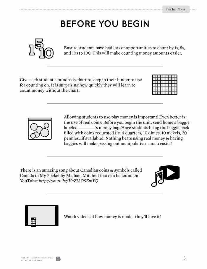 Worksheet featuring money math word problems for second graders