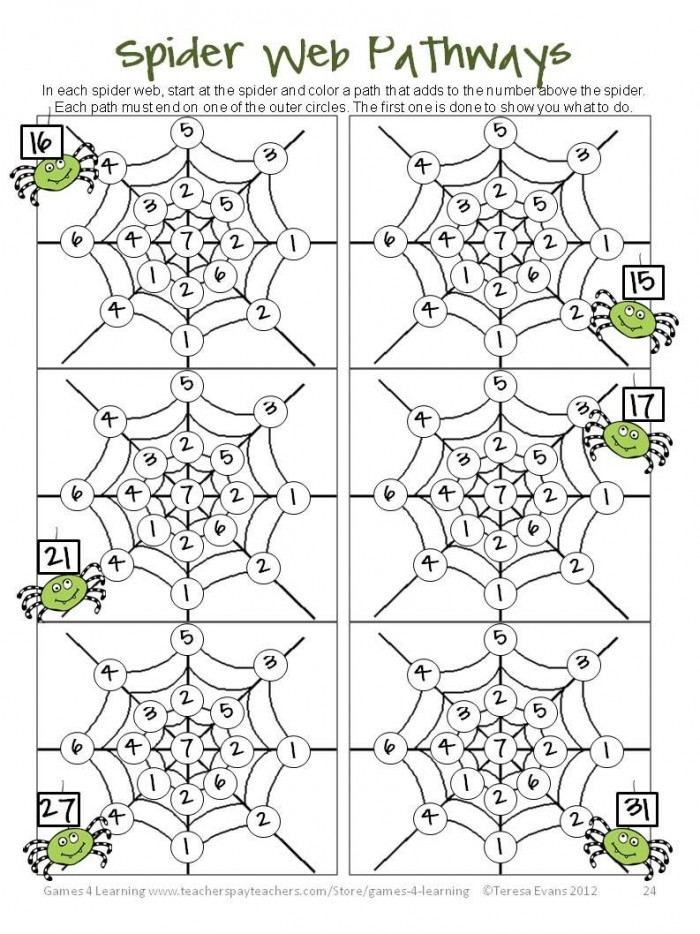 Simon the Spider Halloween themed math worksheet 11 Spider Web Angles geometry worksheet for students learning about 90 degree corners