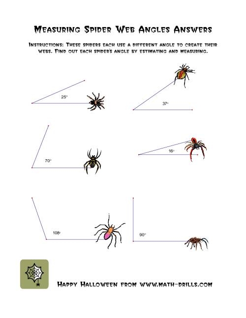 Engaging Halloween geometry worksheet for mastering right angles with Simon the Spider Spider Web Angles worksheet featuring Simon the Spider crafting 90 degree angles in a fun Halloween theme