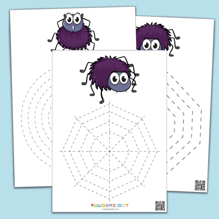 Spiders and Their Webs educational worksheet for young learners in second grade Illustration of a worksheet for second graders about spiders and their webs with a fill-in-the-blank diagram
