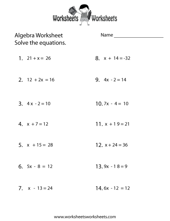 Spooky dancing skeletons and ghosts on an easy algebra worksheet for fifth graders