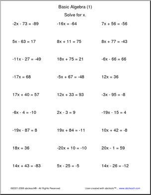 Algebra for Beginners worksheet featuring witches and spooky math challenges