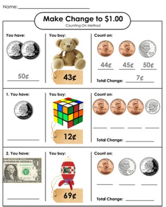 Make Change: Sport Shop Math Worksheet for Young Athletes Learning Addition and Subtraction Second grade students practice adding money amounts and making change at a sport shop
