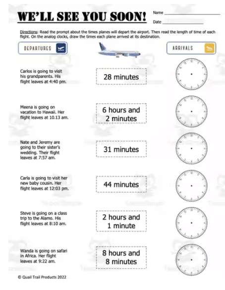 Third grade students solving elapsed time math problems with sporting events themed worksheet exercises