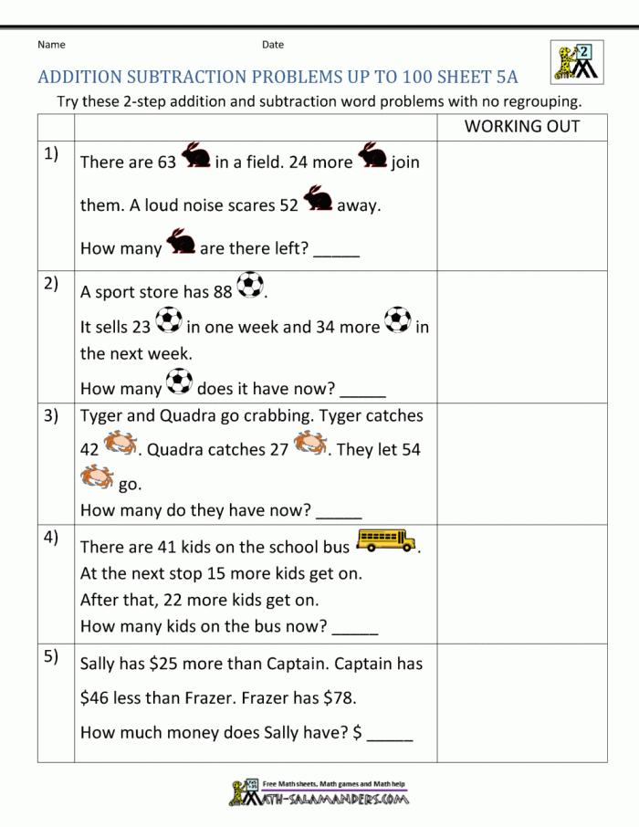Practice worksheet for solving sports-related math word problems in addition and subtraction Worksheet featuring sports-themed addition and subtraction problems for third graders