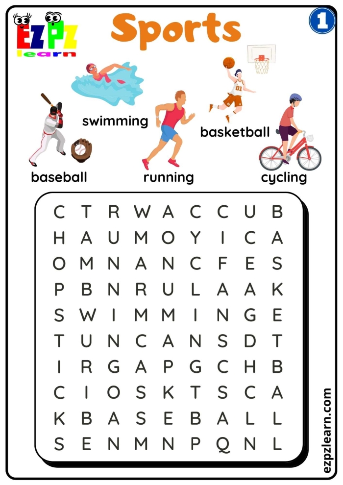 Engaging word search puzzle focused on sports terminology for kids Sports Word Search worksheet for second graders to enhance vocabulary