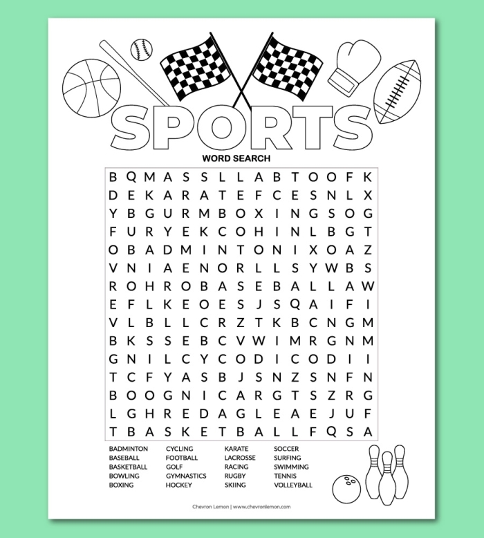 Printable Sports Word Search Worksheet for 2nd Grade Number Theory Lesson Second grade sports word search puzzle worksheet for vocabulary practice