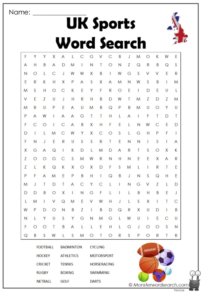 Sports Word Search Puzzle Worksheet 11 for Second Grade Students Second grade sports word search worksheet featuring puzzle number eleven