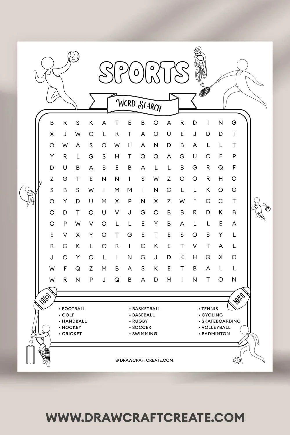 Engaging word search puzzle focused on sports terms for kids Sports Word Search worksheet for second graders to enhance vocabulary
