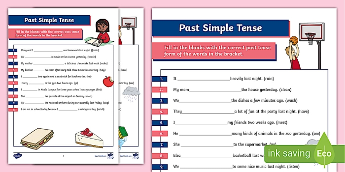 Spot the Past Tense worksheet for second graders Worksheet for identifying past tense verbs with matching activities
