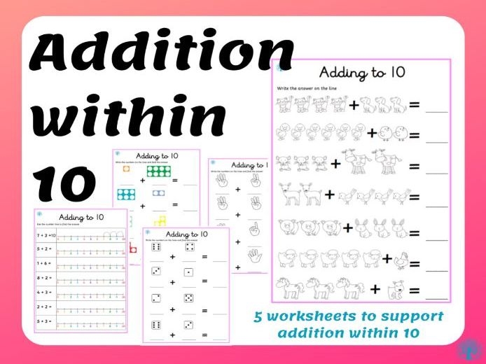 First grade student completing a spring themed math puzzle worksheet with addition and subtraction within 10