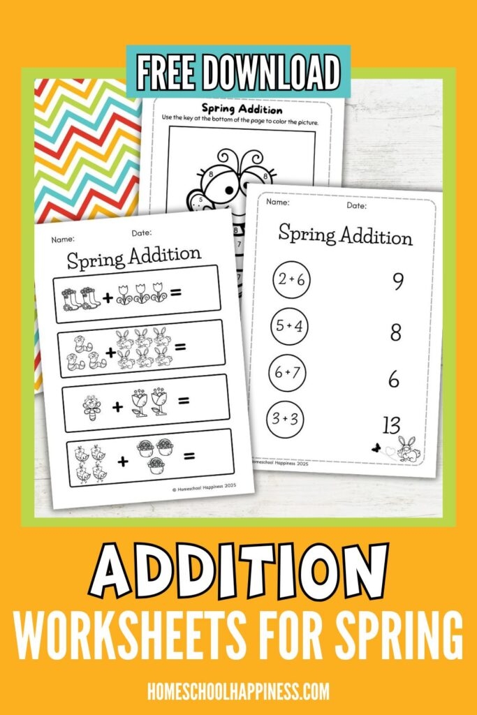 Spring themed addition practice sheet 22 for young learners with seasonal illustrations First grade spring addition worksheet with colorful flowers and simple math problems for beginners