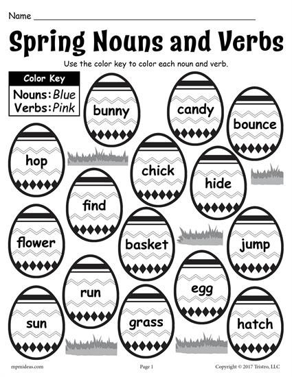 Second grade worksheet featuring spring-themed adjective practice for students
