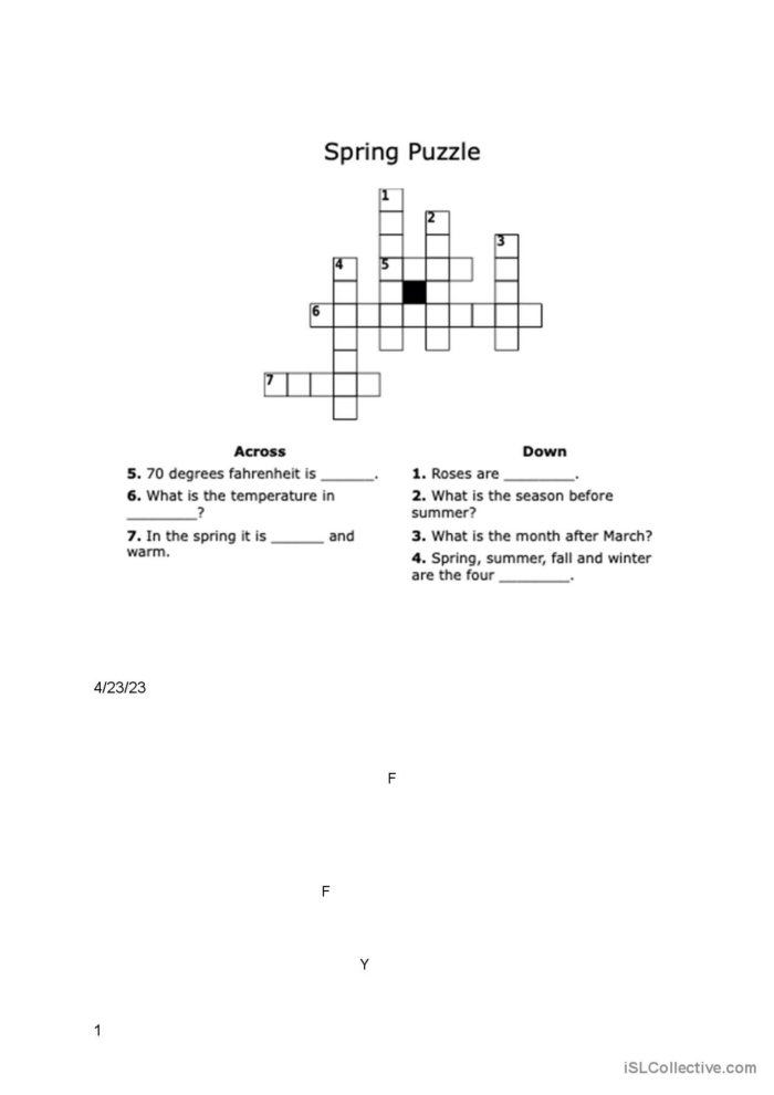 Spring Crossword Worksheet for Second Grade Life Science 21 Second grade science worksheet featuring a spring themed crossword puzzle about nesting birds.