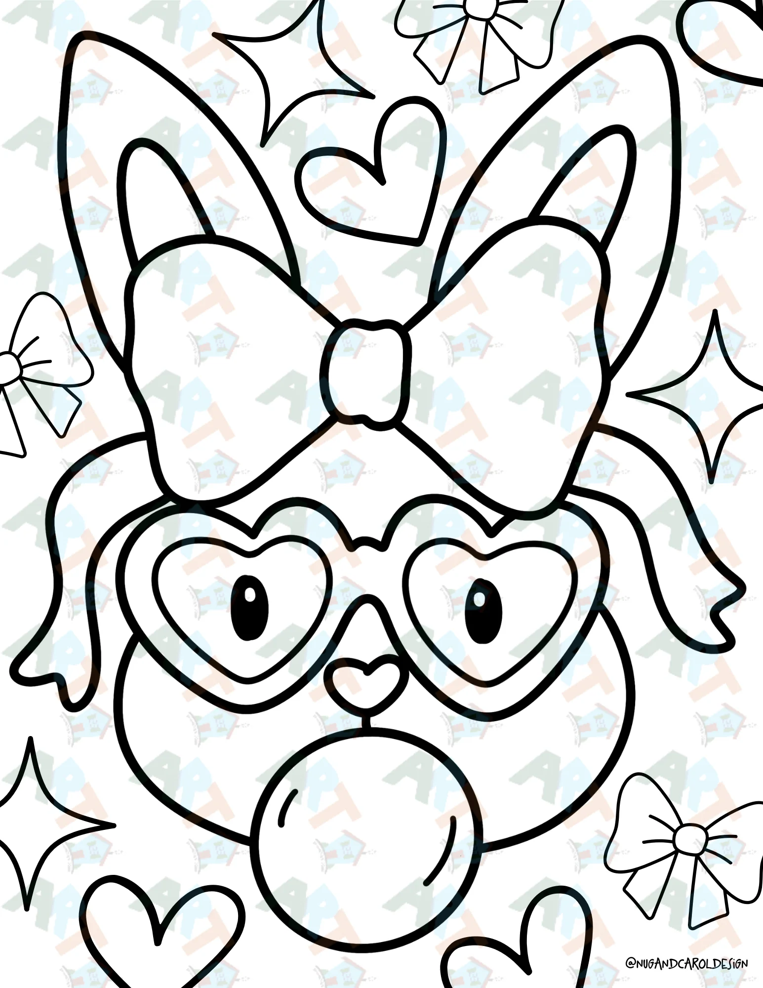 A cute bunny sitting in a basket for kindergarteners to color during springtime