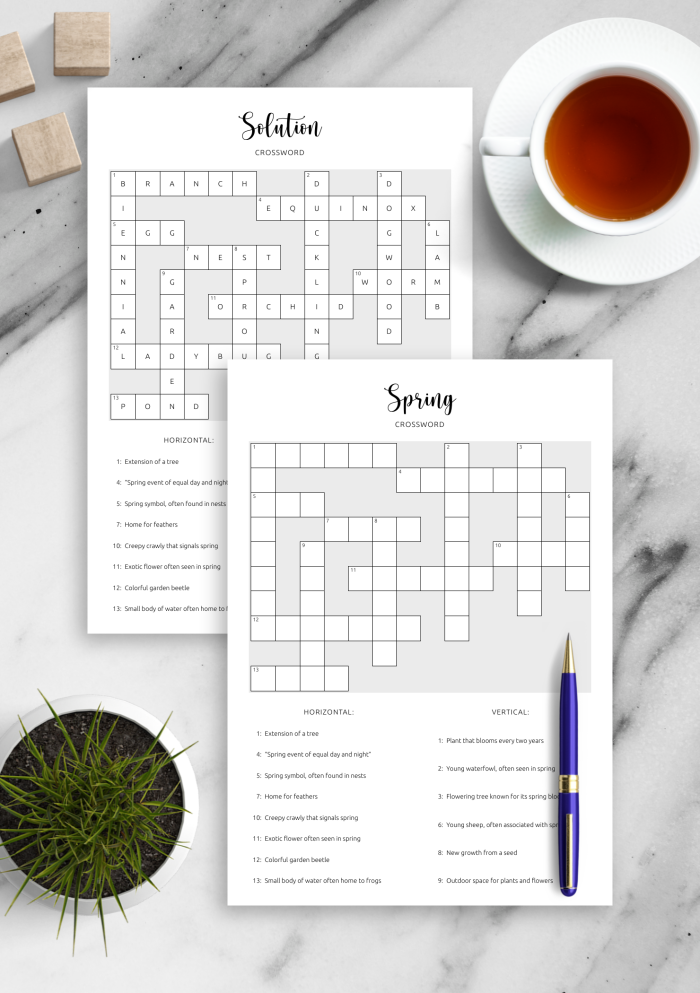 Spring Crossword Puzzle Worksheet for Young Learners A second grade student completing a spring-themed crossword puzzle with bird and nature vocabulary words