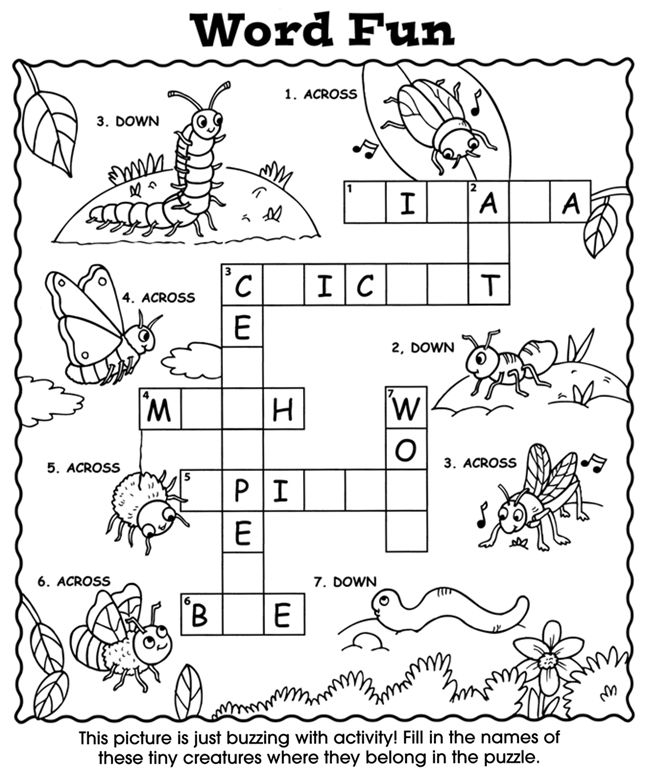 Engaging insect-themed crossword puzzle for spring learning Spring Crossword worksheet featuring insects for second graders