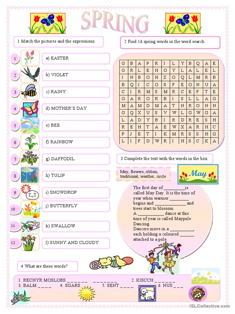 Engaging Spring-themed activity to enhance decimal skills for first-grade students Colorful Spring Find It! worksheet featuring a puzzle for first graders to match flowers by size and color