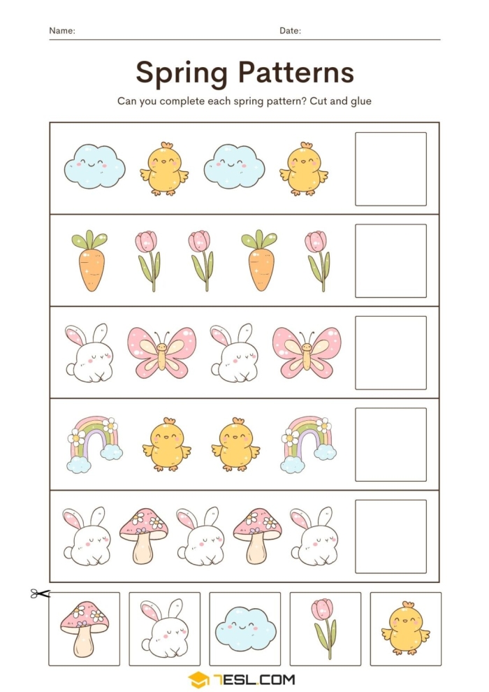 Spring-themed worksheet image encouraging young learners to engage with decimals through a fun activity Spring Find It! worksheet featuring a colorful puzzle for first graders to match flowers by size and color