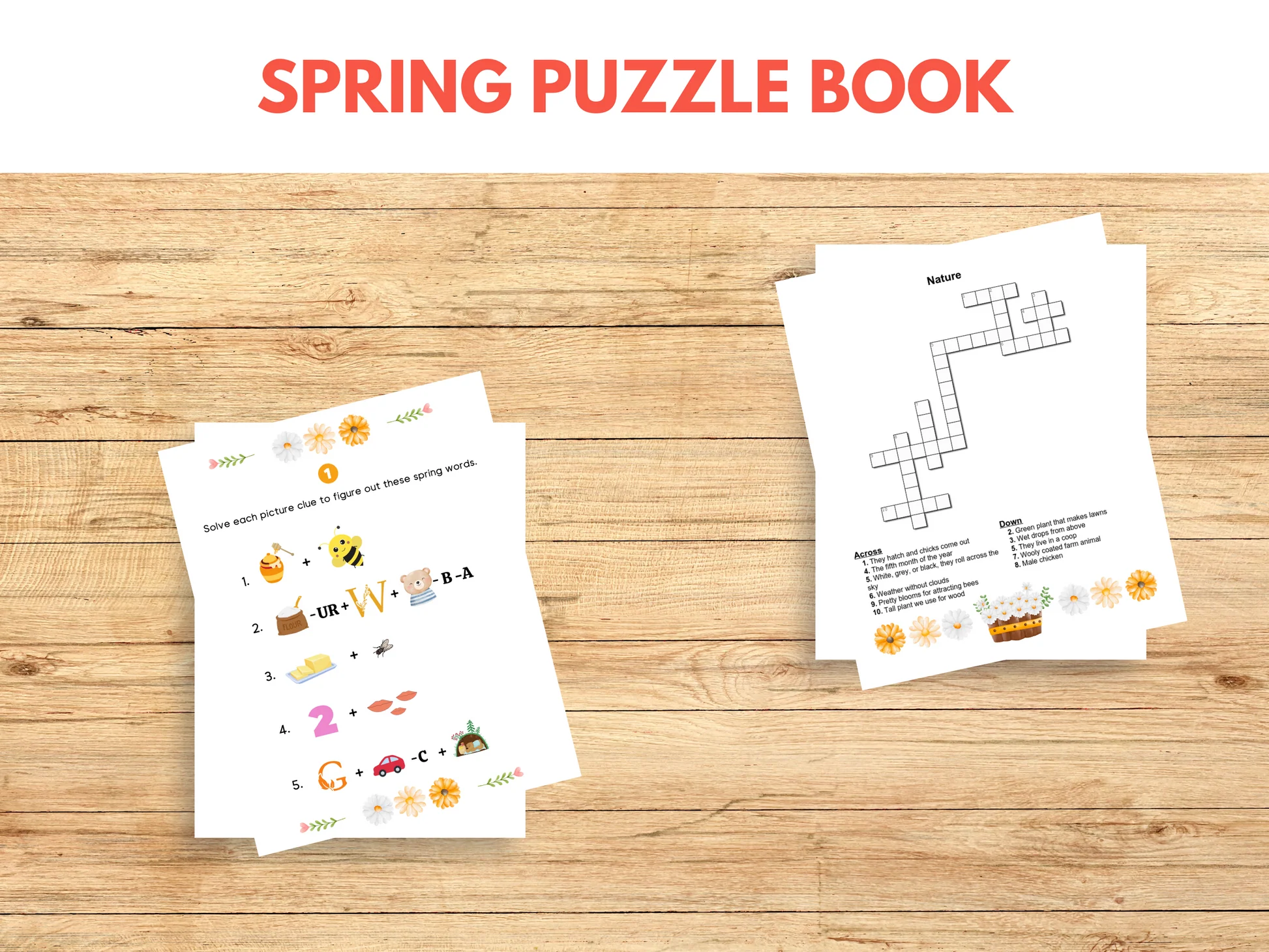 Engaging spring-themed activity for practicing decimals with flower matching challenge Spring Find It! worksheet featuring a puzzle for first graders to match flowers by size and color