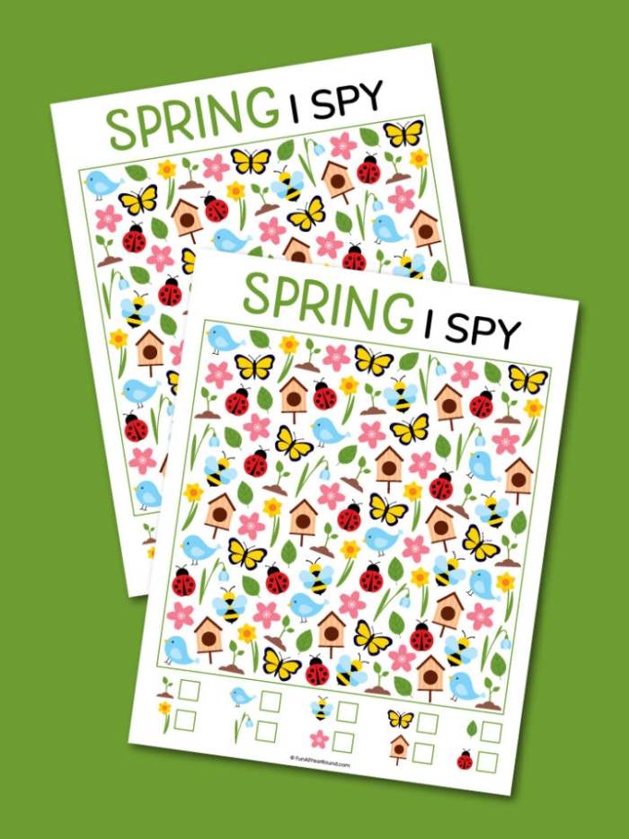 Spring-themed activity sheet for young learners focusing on decimals and flower identification Spring Find It! worksheet featuring a puzzle for first graders to match flowers by size and color