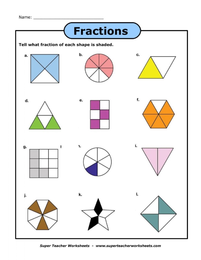 Third grade students identifying parts of a collection with this colorful spring-themed fractions worksheet