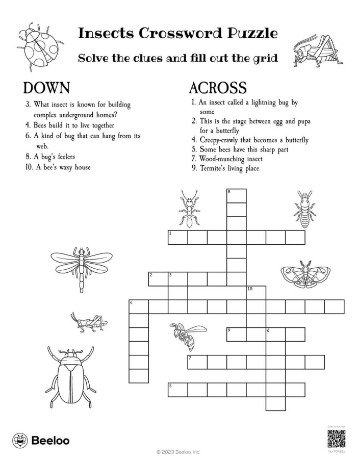 Spring Insects Crossword Worksheet for Second Grade Life Science 19 Second grade students completing a spring insects crossword puzzle worksheet