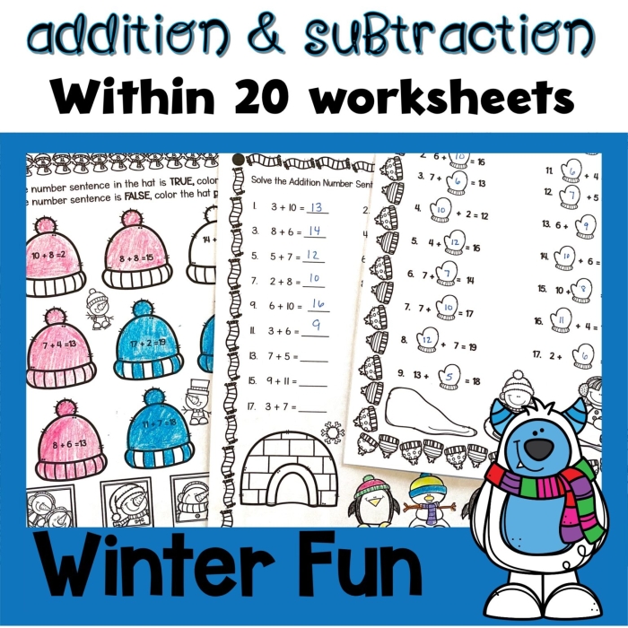 Kindergarten students solving animal themed addition math problems within 20 for spring assessment 15