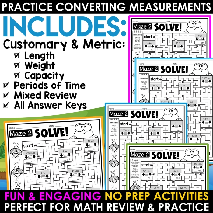 Fourth grade Easter themed measurement worksheet for practicing inch and foot conversions