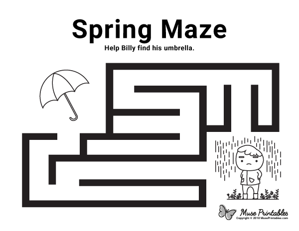 First grade Spring maze worksheet featuring Bertie the Butterfly looking for a flower