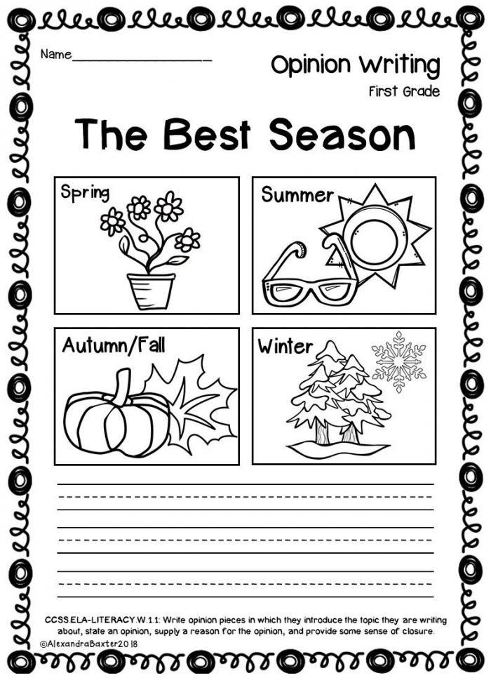Spring Writing Assessment worksheet for Kindergarten students focusing on opinion writing skills. Engaging prompt to evaluate young learners' ability to express their thoughts in writing.