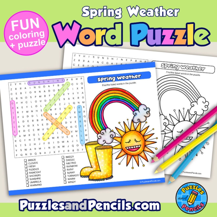 April showers spring rain crossword worksheet ten Second grade spring rain crossword puzzle with nature themed clues