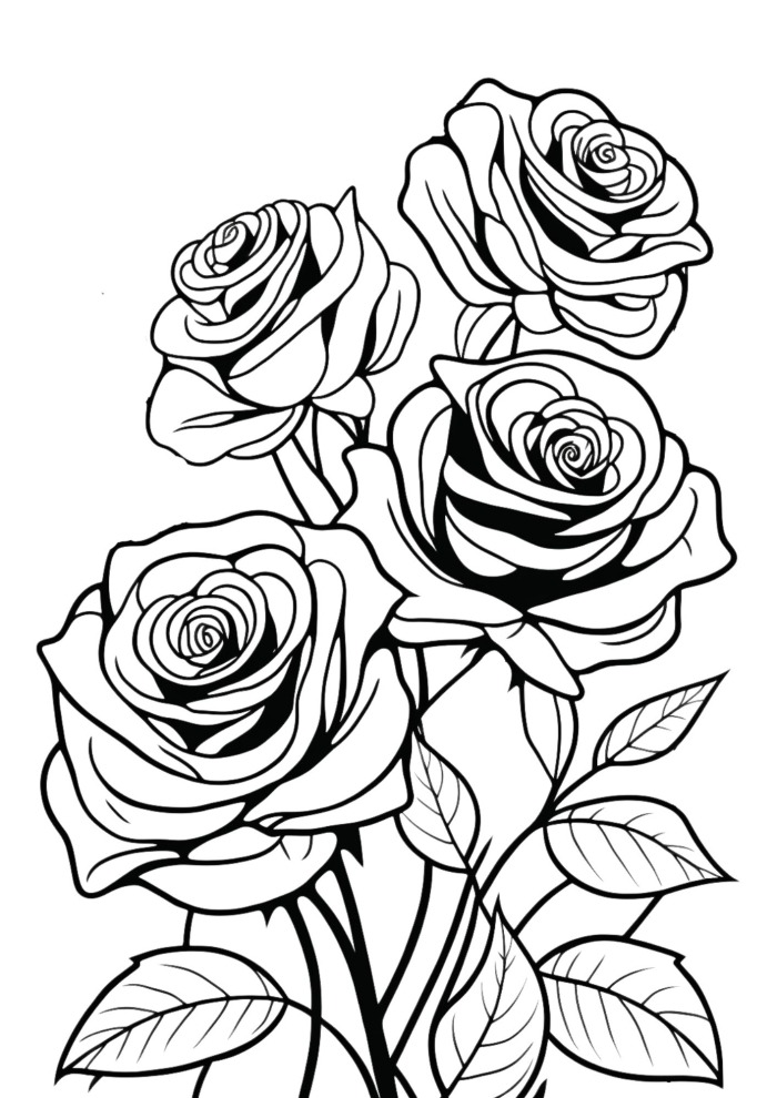 Spring Roses Coloring Page Worksheet for Mixed Operations, Image 22 Beautiful coloring page of spring roses with ladybugs for kindergarten students