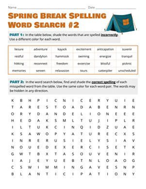 Fourth grade spring spelling practice word search worksheet 15