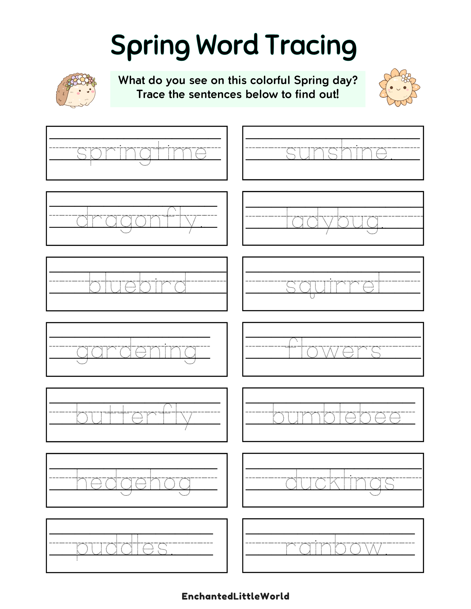 Spring Word Problems worksheet focusing on subtraction for fourth graders
