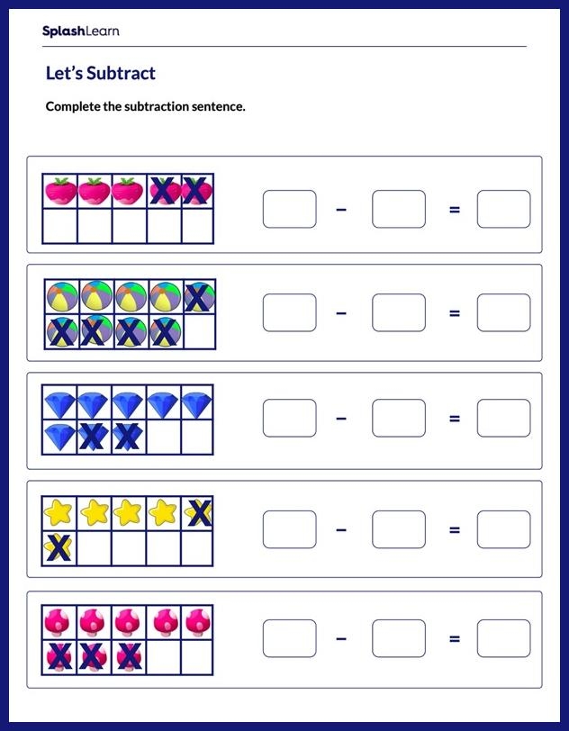 Spring-themed math worksheet for Pre-K students featuring a subtraction practice activity with bees and flowers