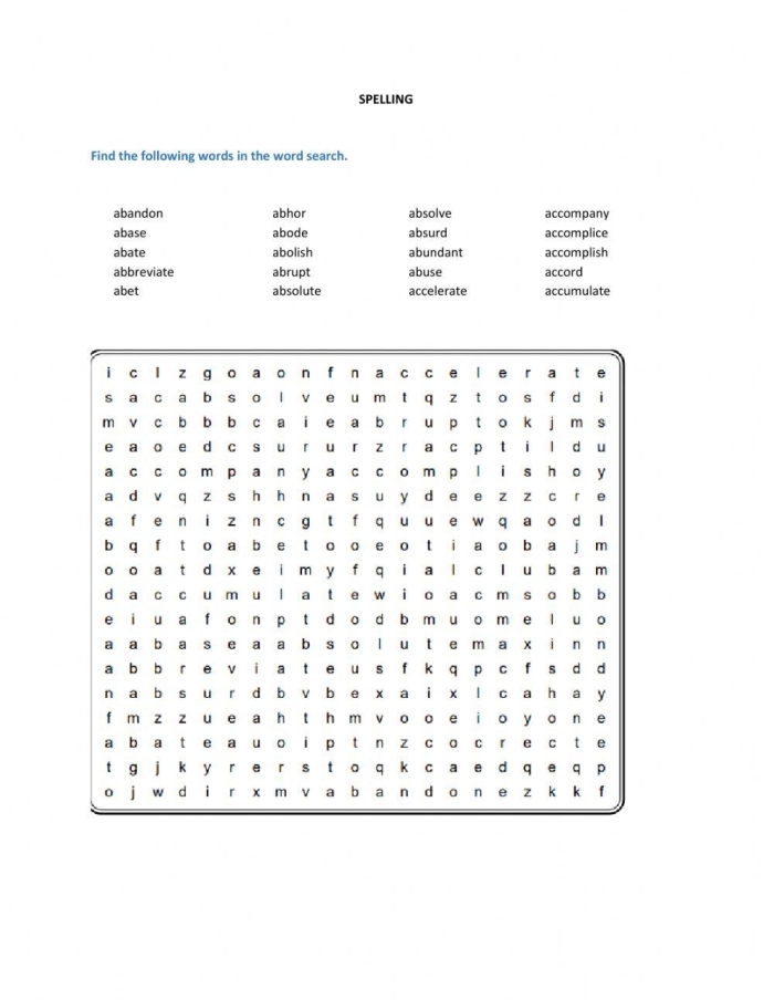 Spring-themed word search puzzle worksheet for fourth graders to practice spelling skills