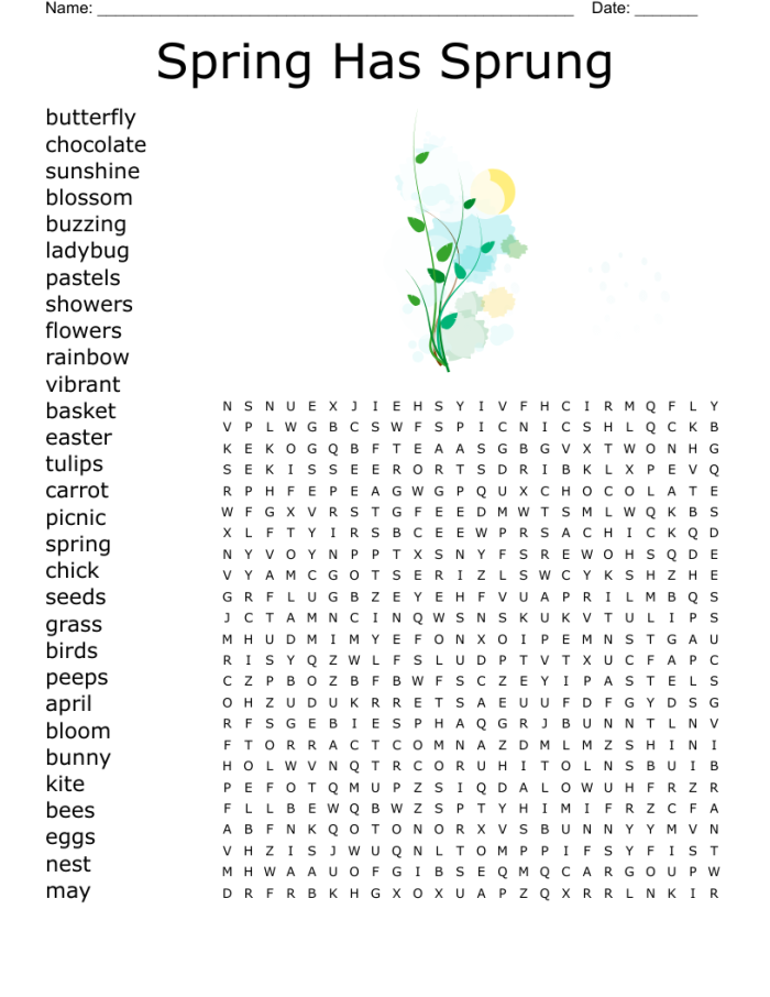 Spring-themed word search puzzle for third graders featuring 18 seasonal words to find. Engaging worksheet for Earth and Space Science learning.