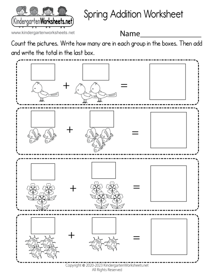 Springtime Addition Worksheet 1 for First Grade Students First grade springtime addition worksheet featuring seasonal flowers and math problems