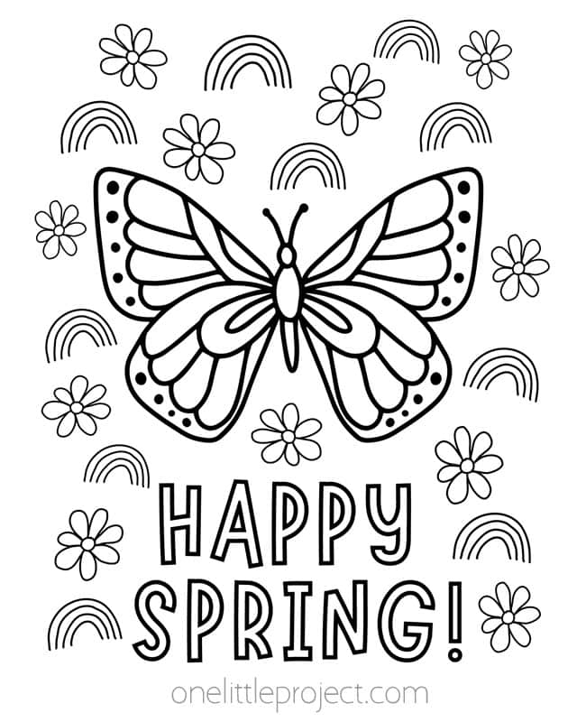Color the Springtime Butterfly worksheet for Kindergarten