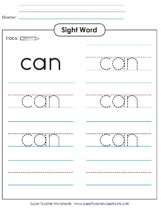 Colorful worksheet for kids to practice the sight word "can" through coloring activities