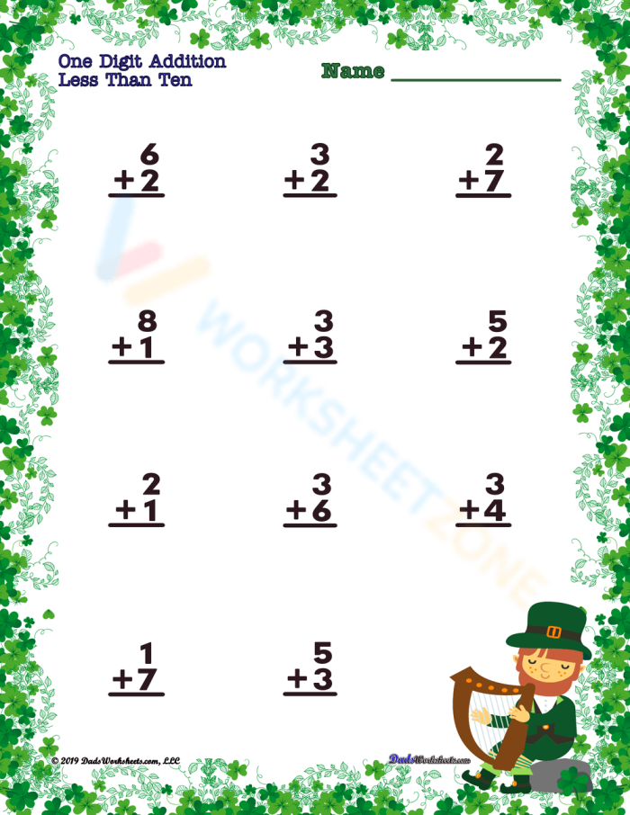 Engaging St. Paddy's Day addition activities designed for young learners St. Paddy's Day addition worksheet featuring fun picture problems for kindergarteners