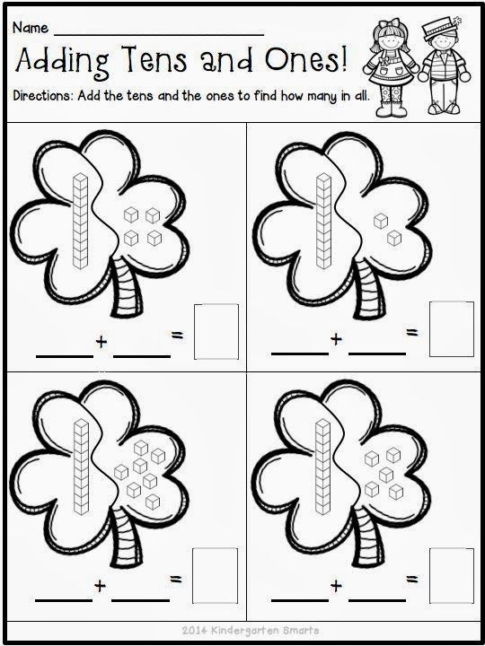 Fun St. Paddy's Day-themed addition problems for early learners to practice their skills St. Paddy's Day addition worksheet featuring colorful images to engage kindergarteners in math