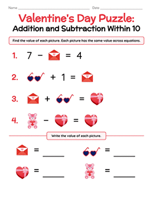 First grade math worksheet featuring St. Patrick's Day themed addition and subtraction problems within 20