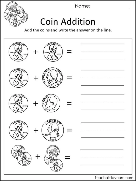 St. Patrick's Day themed money math worksheet for second grade where students count coins and calculate totals