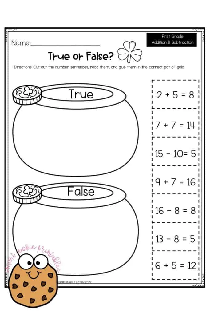 Colorful St. Patrick's Day worksheet for kindergarteners featuring pots filled with gold coins to count. Fun math activity to help young learners practice numbers and counting skills.