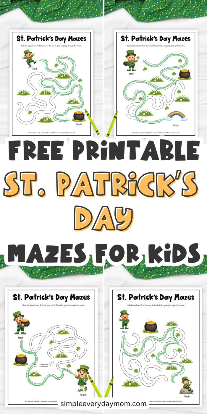Colorful St. Patrick's Day Rainbow Maze worksheet for kindergarten counting practice